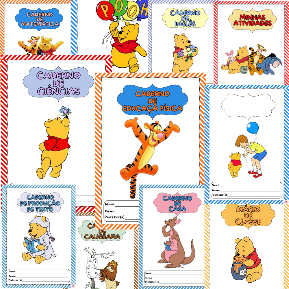 kit capas de caderno ursinho pooh 2026 para imprimir – pdf 42 páginas (coloridas + para colorir) educação infantil e ensino fundamental kit capas de caderno ursinho pooh 2026 para imprimir – pdf 42 páginas (coloridas + para colorir) educação infantil e ensino fundamental