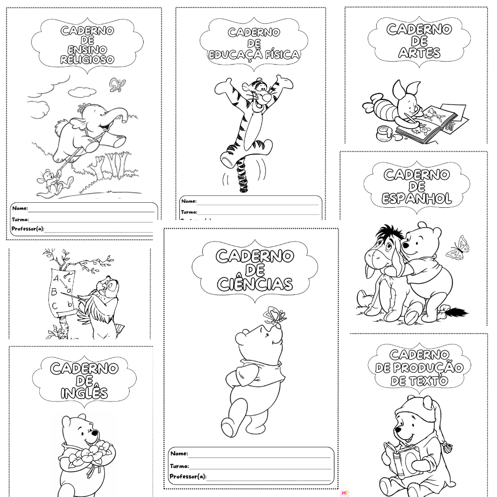 kit capas de caderno ursinho pooh 2026 para imprimir – pdf 42 páginas (coloridas + para colorir) educação infantil e ensino fundamental kit capas de caderno ursinho pooh 2026 para imprimir – pdf 42 páginas (coloridas + para colorir) educação infantil e ensino fundamental