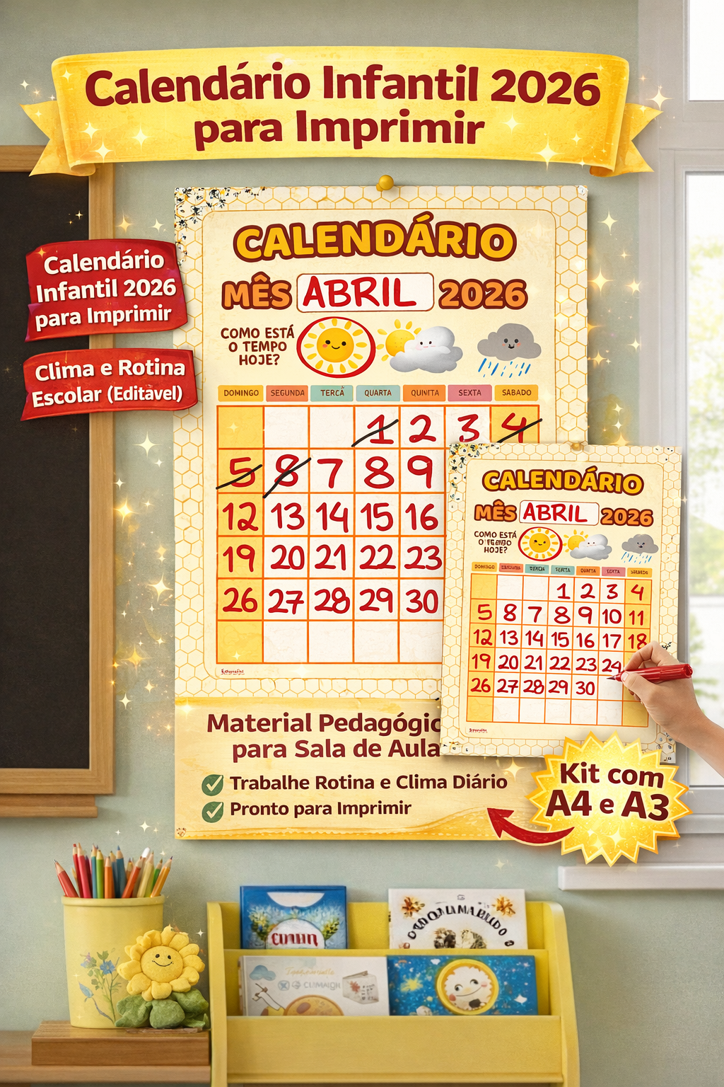 calendário infantil 2026 para imprimir – clima e rotina escolar calendário infantil 2026 para imprimir – clima e rotina escolar
