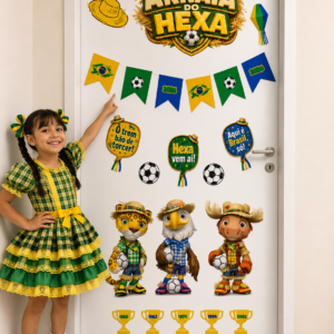painel de porta festa junina – arraiá do hexa decoração brasil copa 2026 para imprimir