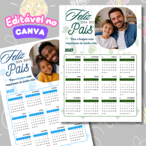 calendário dia dos pais 2027 para imprimir | editável no canva