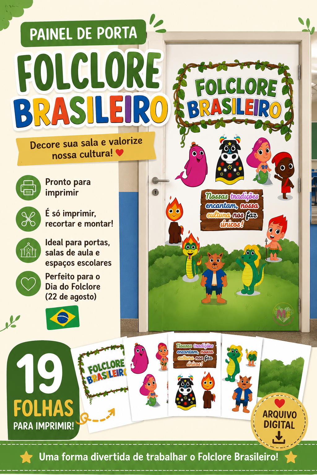 painel de porta folclore brasileiro para imprimir – decoração escolar painel de porta folclore brasileiro para imprimir – decoração escolar