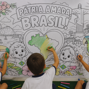 INÍCIO Kit 7 de Setembro com 4 desenhos gigantes para colorir em PDF