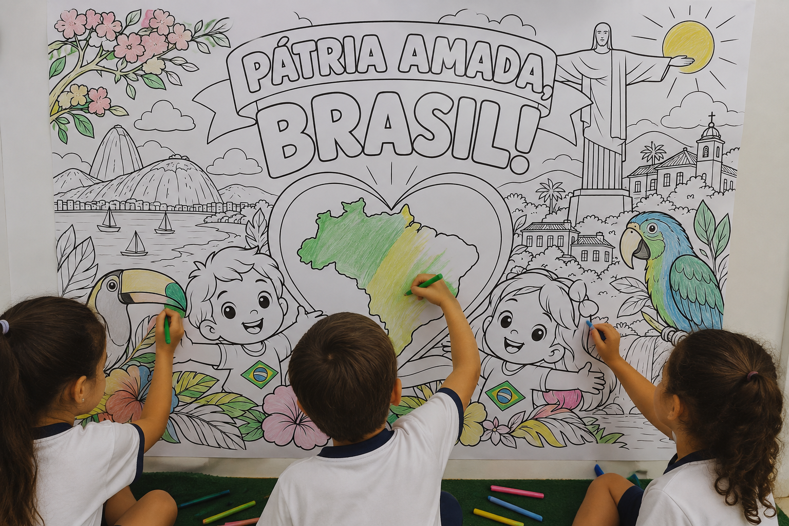 Desenho gigante 7 de Setembro para colorir Kit 7 de Setembro com 4 desenhos gigantes para colorir em PDF