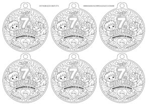 medalha 7 de setembro para imprimir grátis com 6 medalhas por folha a4